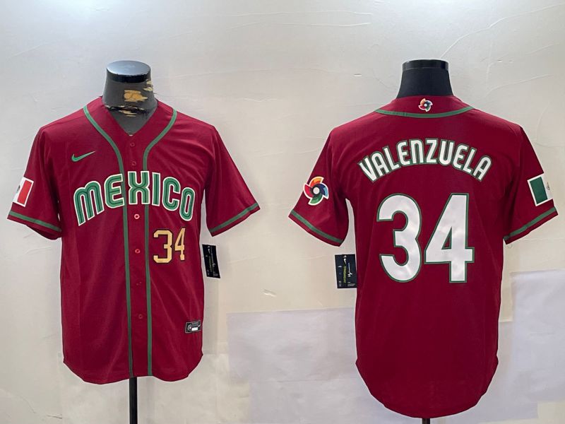 Men Los Angeles Dodgers 34 Valenzuela Red Game 2024 Nike MLB Jersey style 10293